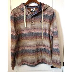 Vissla Descanso Heavy Hooded Popover Placket M Surfer Grunge Beach Skater Cabin
